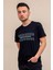 Siyah Çizgi Baskılı Normal Kesim Bisiklet Yaka Erkek Tişört 22ETSHMROS 1