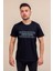 Siyah Çizgi Baskılı Normal Kesim Bisiklet Yaka Erkek Tişört 22ETSHMROS 5