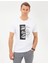 Erkek Beyaz Slim Fit Baskılı Bisiklet Yaka Tişört 50253504-VR013 1