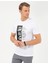 Erkek Beyaz Slim Fit Baskılı Bisiklet Yaka Tişört 50253504-VR013 3