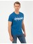 Erkek Lacivert Slim Fit Baskılı Bisiklet Yaka Tişört 50254024-VR106 3