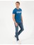 Erkek Lacivert Slim Fit Baskılı Bisiklet Yaka Tişört 50254024-VR106 4