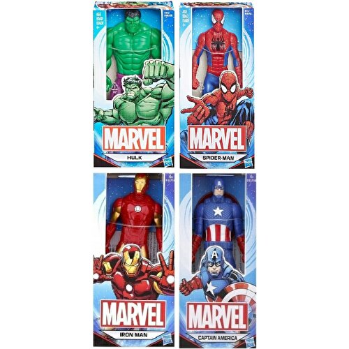 Marvel Ensemble de 4 Figurines 6 pouces ; Spider-Man Captain America & Hulk 15 centimètres homme de fer 