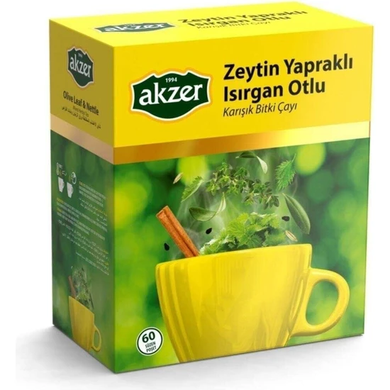 Akzer Zeytin Yaprağı Isırgan Otlu Karışık Bitki Çayı 60'lı 120 gr
