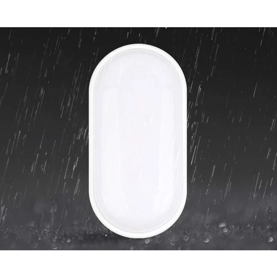 Sekatech Aydos-15 15W Oval LED Nem Su Geçirmez Banyo Bahçe Modern Tavan Lambası Beyaz Kasa Beyaz Işık