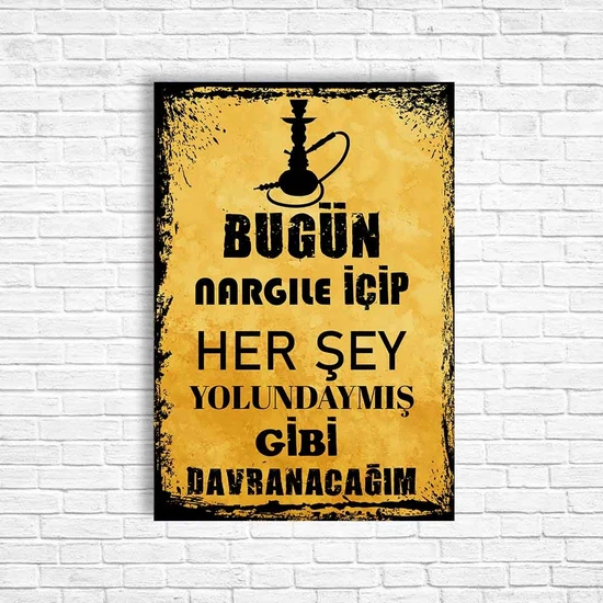 Trend Poster Nargile Retro Ahşap Poster