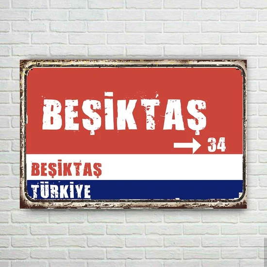 Trend Poster Beşiktaş Plaka Retro Ahşap Poster