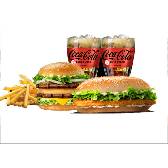 Burger King 2'li Menü (Big King + Chicken Royale + 2 Orta Boy Coca-Cola + 2 Orta Boy Patates) (Menüler Yalnızca Restoranda Geçerlidir.)