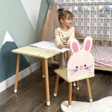 Odun Concept Doğal Ahşap Çocuk Aktivite Sandalyesi - Tavşan