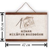 Vipiri Kişiye Özel Mimar Kahverengi Ahşap Duvar Tablosu 42X30 cm