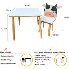 Odun Concept Çocuk Aktivite Masa ve Sandalye Takımı - Mdf- Inek - Yaz Sil Özellikli
