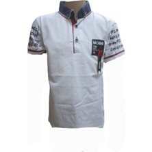 Petito Petitox Çocuk Erkek Polo Yaka Baskılı T-Shirt 4023 - Beyaz - 12 Yaş