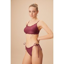 Suwen Bağcıklı Fırfırlı Shiny Bikini Alt