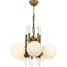 AVONNI AV-60385-5E Eskitme Kaplama Modern Avize E27 Metal Cam Kristal 50cm