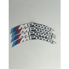 Kom M Power Beyaz Kalıcı Lastik Yazısı M Power Sticker 8 Kit