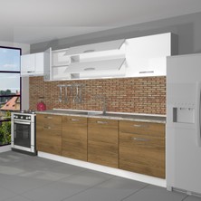 Decoraktiv Prestij 280 MDF Hazır Mutfak Dolabı - Tezgah Dahil - Pera - Beyaz