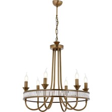 Avonni AV-1890-6E Eskitme Kaplama Modern Avize E14 Metal Kristal H: 110 cm, Ø: 60 cm