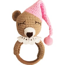 PopŞeker Amigurumi Organik El Örgüsü Sevimli Ayıcık Diş Kaşıyıcı Çıngırak 18 cm