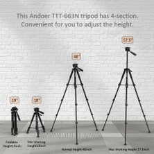 Andoer TTT-663N 57.5 Inç Seyahat Hafif Kamera Tripod(Yurt Dışından)