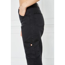 Comstarmoda Kadın Jogger Paça Lastikli Kargo Cepli Gabardin Kadın Pantolon