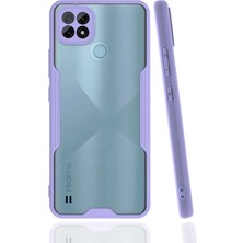 Kvy Realme C21 Tam Korumalı Renkli Kenarlı Parfe Kılıf Ekran Koruyucu