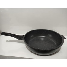 Thermoad 28 cm Granit Döküm Kore Model Wok Tava Gri