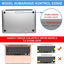 NovStrap Macbook Air 2018-2020 13 Inch A2179 ile Uyumlu Türkçe Q Klavye Slim Siyah Klavye Koruyucu Kılıf