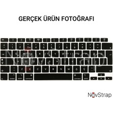 NovStrap Macbook Air 2018-2020 13 Inch A2179 ile Uyumlu Türkçe Q Klavye Slim Siyah Klavye Koruyucu Kılıf