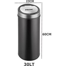 Palex Sensörlü Şarzlı 30 Litre Siyah Çöp Kovası