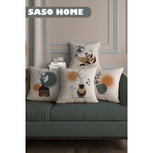 Saso Home Drought And Wildflowers Desenli Dijital Baskılı Yastık - Kırlent Kılıfı 4'lü