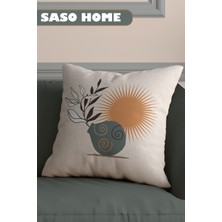 Saso Home Drought And Wildflowers Desenli Dijital Baskılı Yastık - Kırlent Kılıfı 4'lü