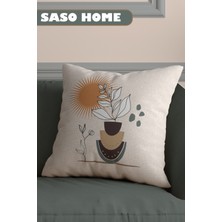 Saso Home Drought And Wildflowers Desenli Dijital Baskılı Yastık - Kırlent Kılıfı 4'lü