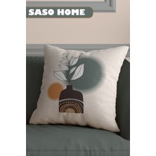 Saso Home Drought And Wildflowers Desenli Dijital Baskılı Yastık - Kırlent Kılıfı 4'lü