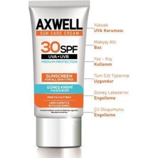 Axwell Sun Care Cream Güneş Kremi Yüksek Koruma 30 Spf 50ML