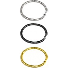 The Collection 3'lü Balıksırtı  Çelik Bileklik Set