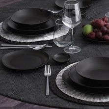 Güral Porselen Roden 18 Parça 4 Kişilik Bone Yemek Takımı Bodrum Siyah