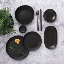 Güral Porselen Roden 18 Parça 4 Kişilik Bone Yemek Takımı Bodrum Siyah