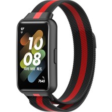Huawei Band 7 Siyah+Kırmızı Için Milan Manyetik Saat Bandı (Yurt Dışından)