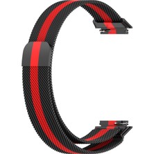 Huawei Band 7 Siyah+Kırmızı Için Milan Manyetik Saat Bandı (Yurt Dışından)