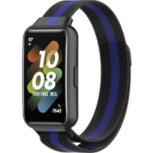 Huawei Band 7 Siyah+Mavi Için Milan Manyetik Saat Band (Yurt Dışından)