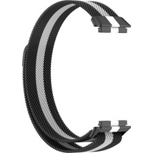 Huawei Band 7 Black+White Için Milan Manyetik Saat Band (Yurt Dışından)