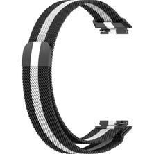 Huawei Band 7 Black+White Için Milan Manyetik Saat Band (Yurt Dışından)
