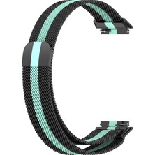 Huawei Band 7 Black+Green Için Milan Manyetik Saat Bandı (Yurt Dışından)