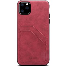 VShop Iphone 11 Pro Max Red Için Kart Yuvaları Pu+Tpu Kılıfı (Yurt Dışından)