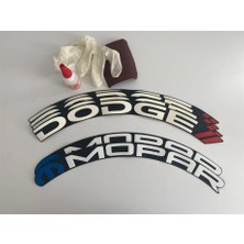 Kom Dodge Mopar Beyaz Kalıcı Lastik Yazısı Dodge Mopar Sticker 8 Kit