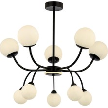 AVONNI AV-60386-10BSY Siyah Boyalı Modern Avize G9 Metal Cam 80cm