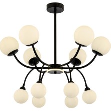 AVONNI AV-60386-12BSY Siyah Boyalı Modern Avize G9 Metal Cam 85cm