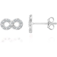 Adal Silver Kadın Gümüş Zirkon Taşlı Sonsuzluk Çivi Küpe