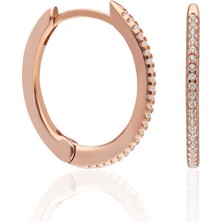 Adal Silver Kadın Gümüş Zirkon Taşlı Rose Halka Küpe