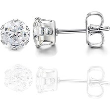 Adal Silver Kadın 925 Ayar Gümüş Zirkon Taş Nisan Burç Küpesi